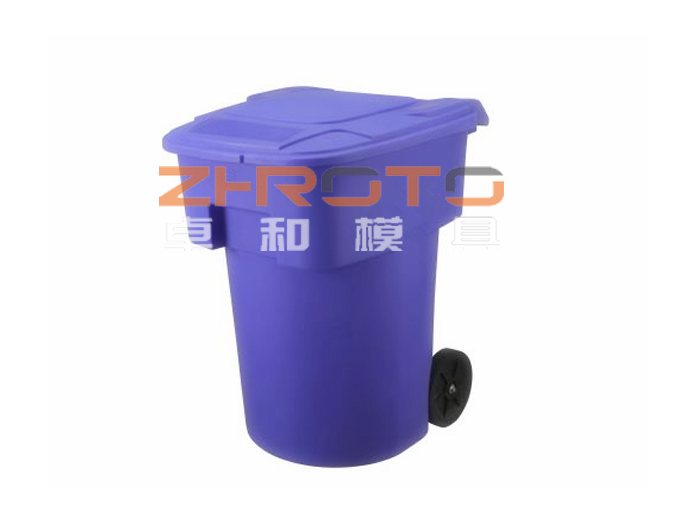Rotational plastic trash can